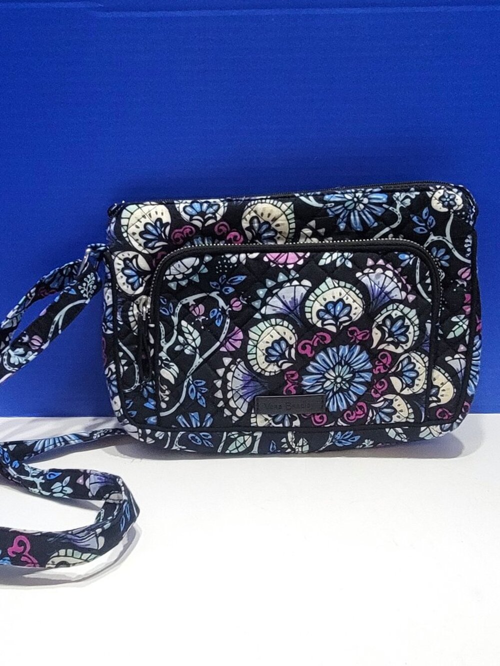 Vera Bradley Carson Mini Shoulder Crossbody Bag in Black Floral